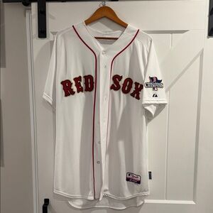 Majestic White and Red Baseball Jersey Dustin Pedroia